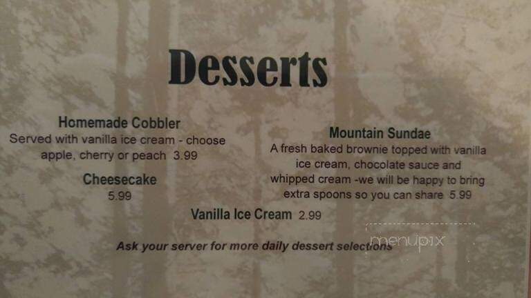Hualapai Mountain Resort - Kingman, AZ menu_pic