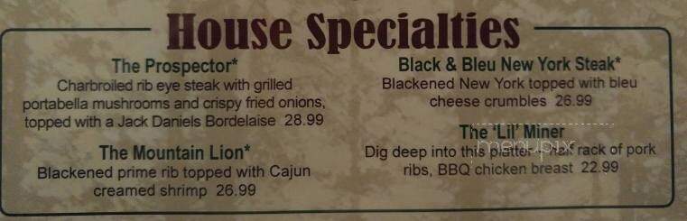 Hualapai Mountain Resort - Kingman, AZ menu_pic
