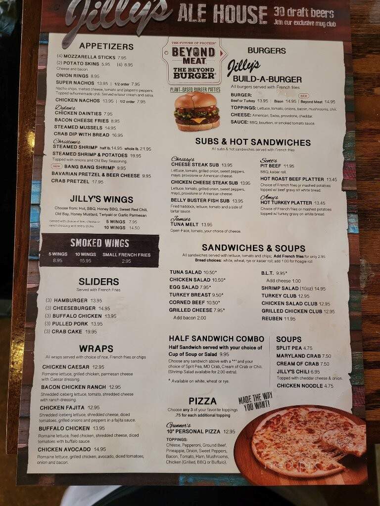 Jilly's - Pikesville, MD menu_pic