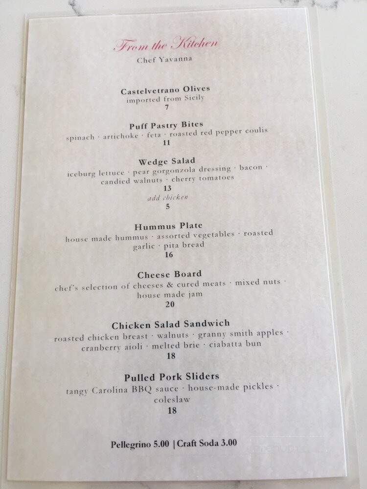 Villa San Juliette - San Miguel, CA menu_pic