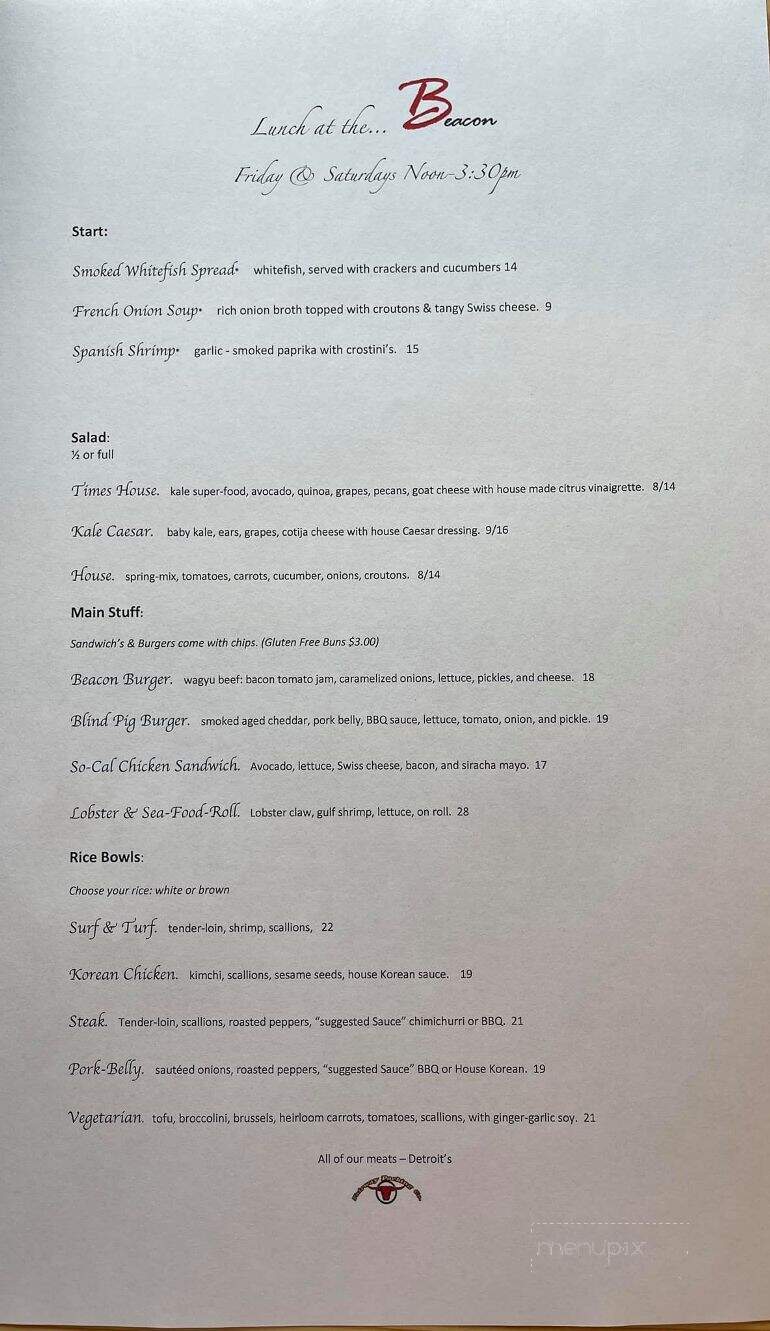 The Beacon Bistro - Petoskey, MI menu_pic