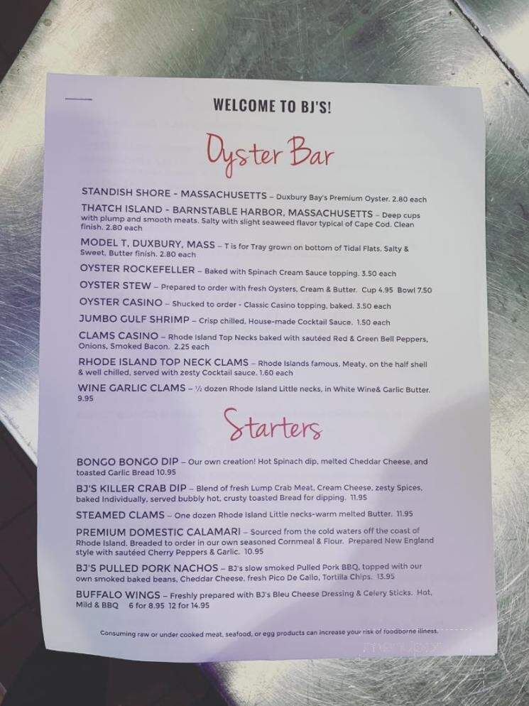 B J's Steak & Rib House - Danville, PA menu_pic