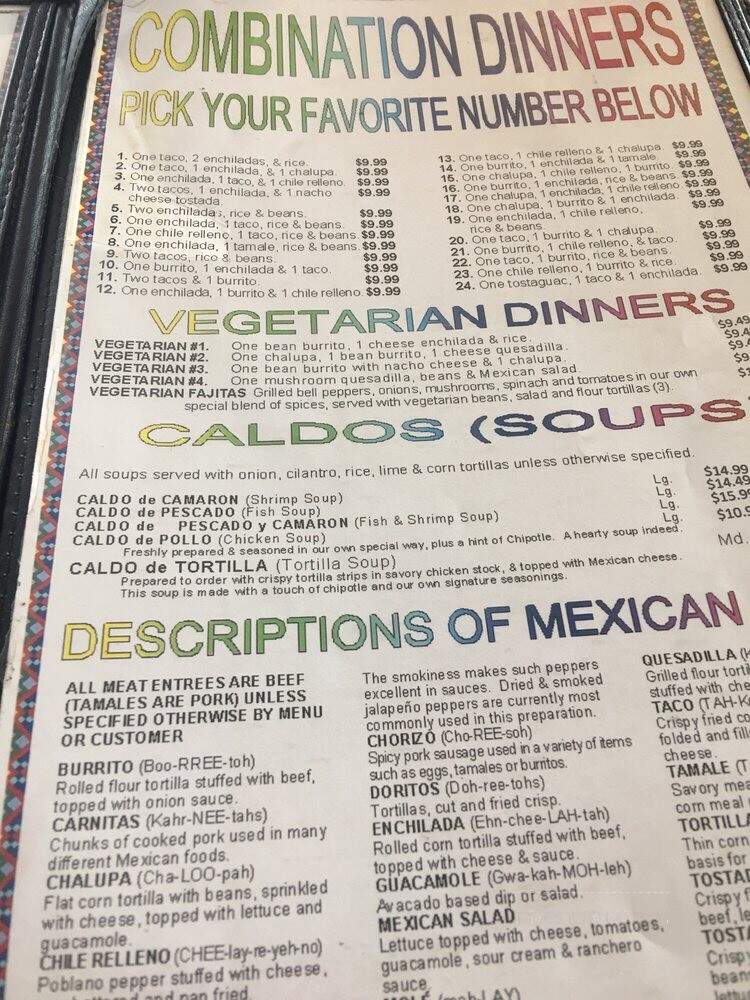 El Potro - St Augustine, FL menu_pic