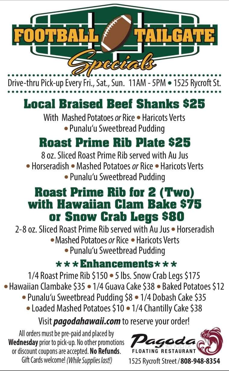 Pagoda Floating Restaurant - Honolulu, HI menu_pic