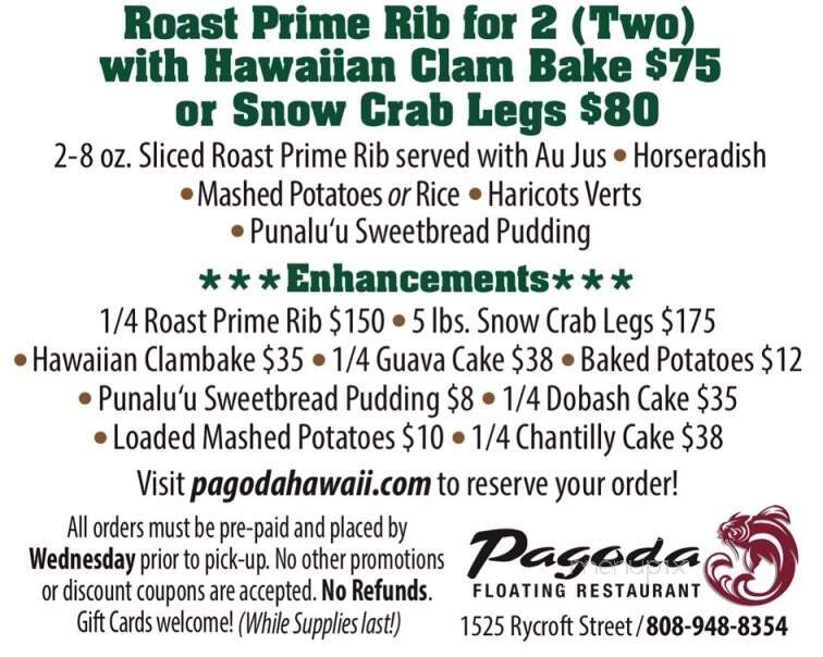 Pagoda Floating Restaurant - Honolulu, HI menu_pic