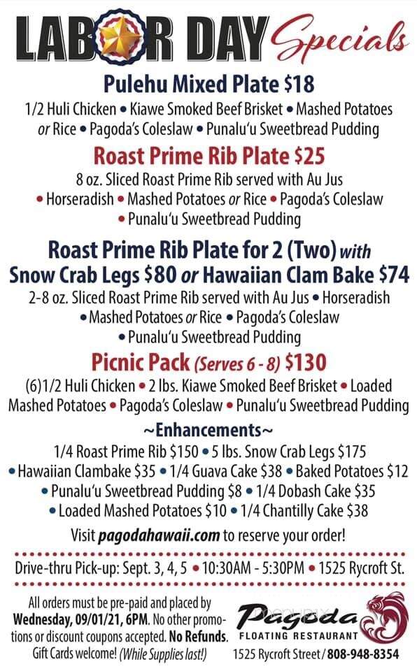 Pagoda Floating Restaurant - Honolulu, HI menu_pic