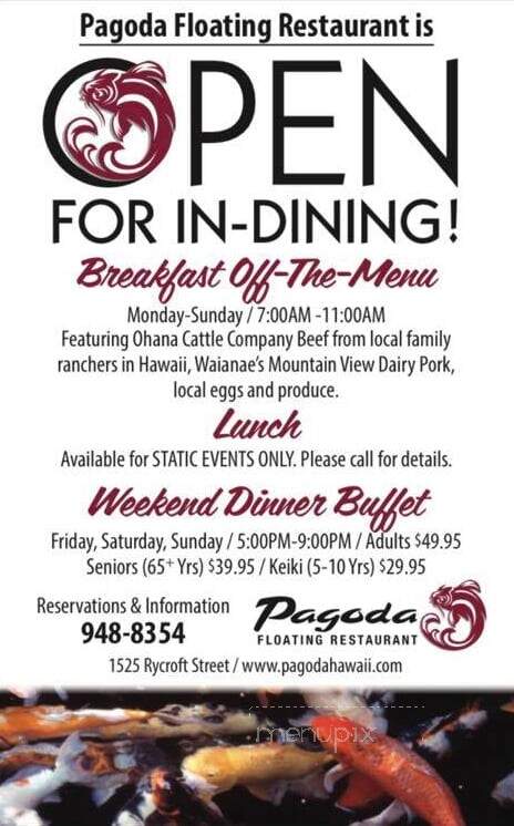Pagoda Floating Restaurant - Honolulu, HI menu_pic