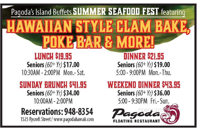 Pagoda Floating Restaurant - Honolulu, HI menu_pic