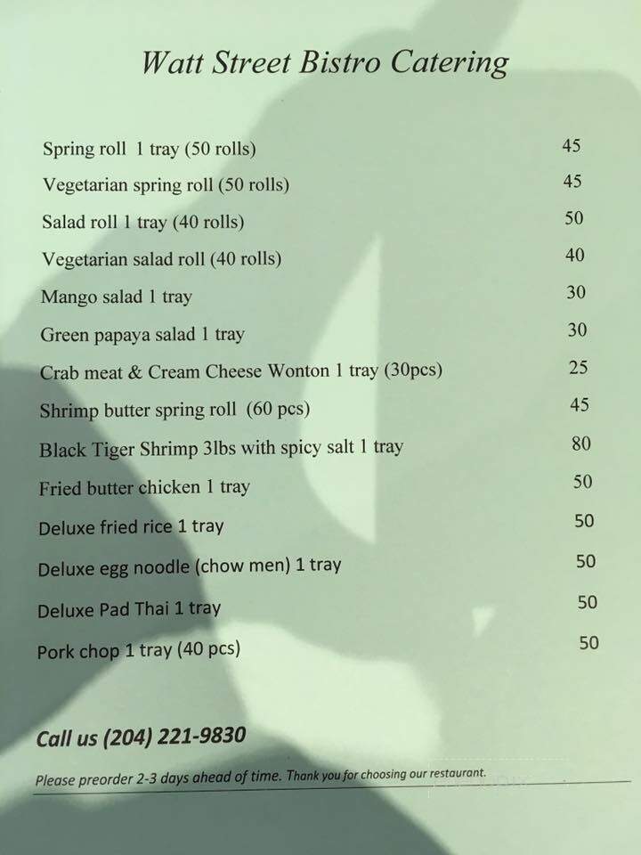 Watt Street Bistro - Winnipeg, MB menu_pic