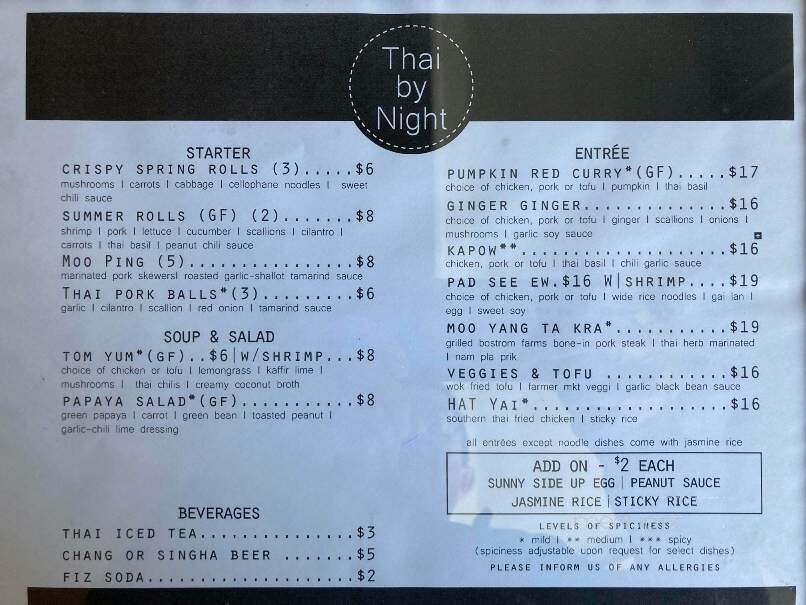Thai by Night - Canandaigua, NY menu_pic