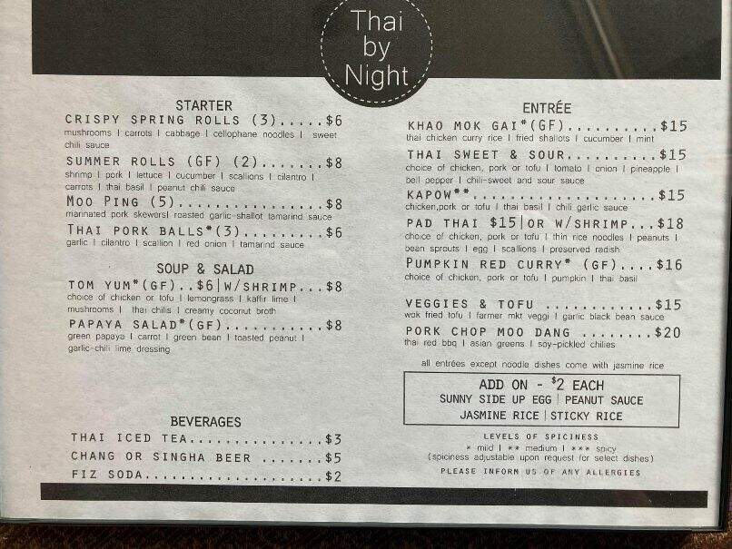 Thai by Night - Canandaigua, NY menu_pic
