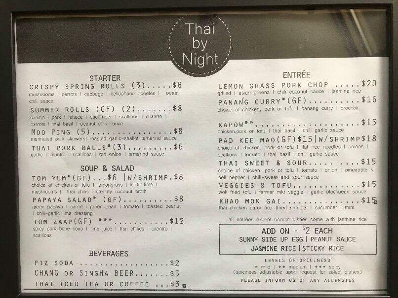 Thai by Night - Canandaigua, NY menu_pic