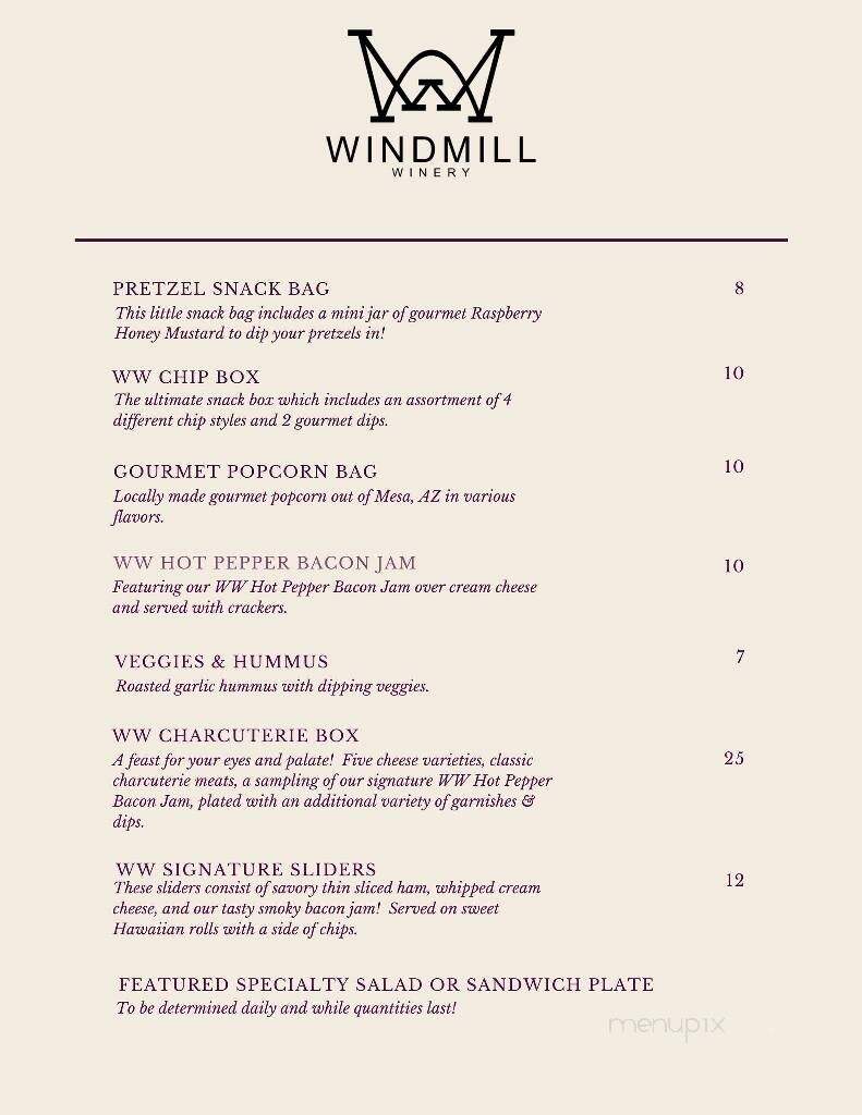 The Windmill Winery - Florence, AZ menu_pic