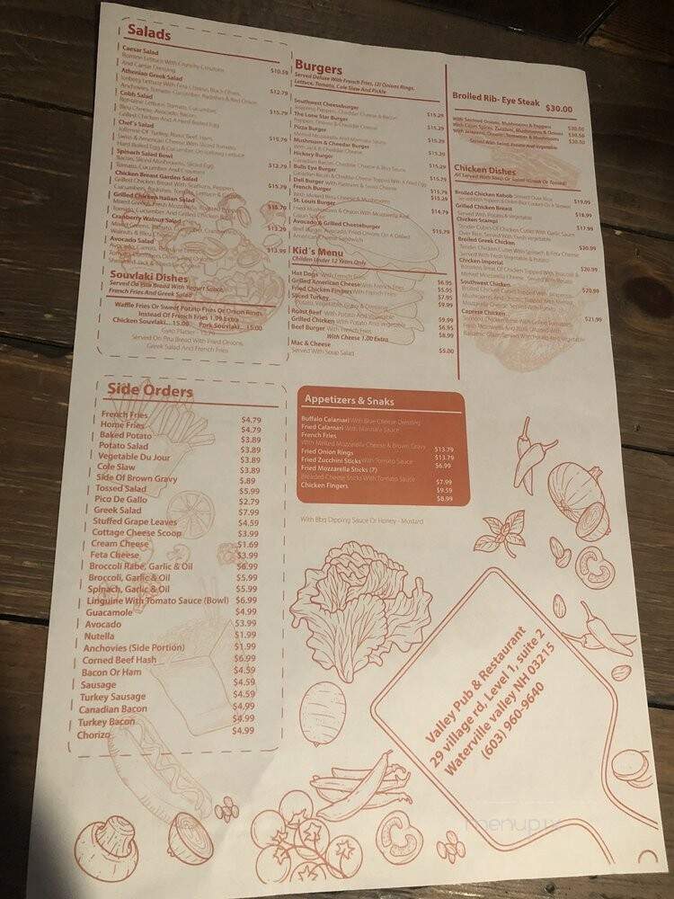 The Valley Pub and Grill - Waterville Valley, NH menu_pic