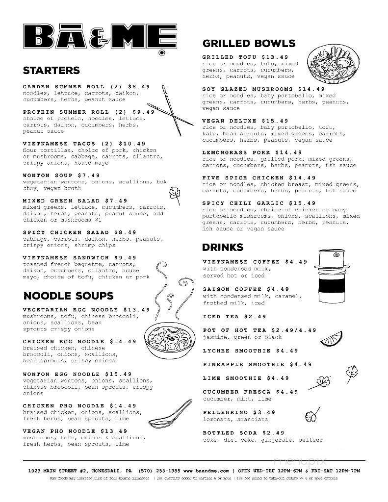Ba & Me - Honesdale, PA menu_pic