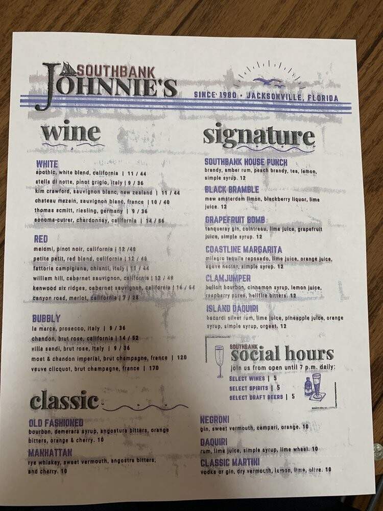 Southbank Johnnie's - Jacksonville, FL menu_pic