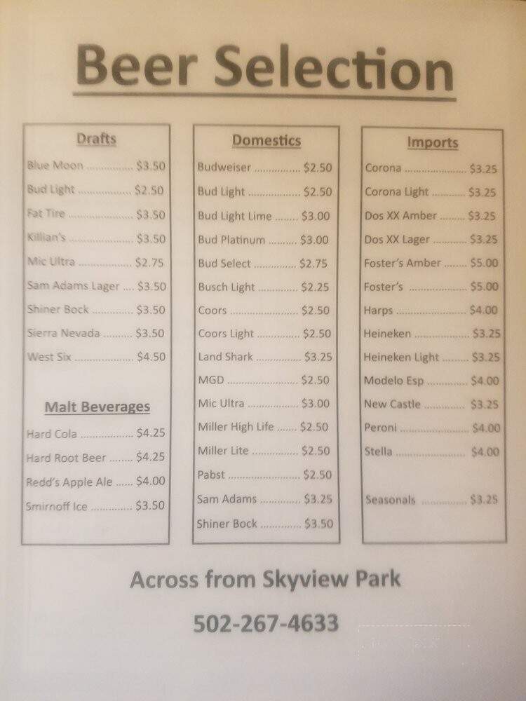 Pastime Fish House - Louisville, KY menu_pic