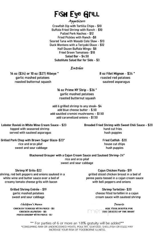 Fish Eye Grill - Girard, GA menu_pic