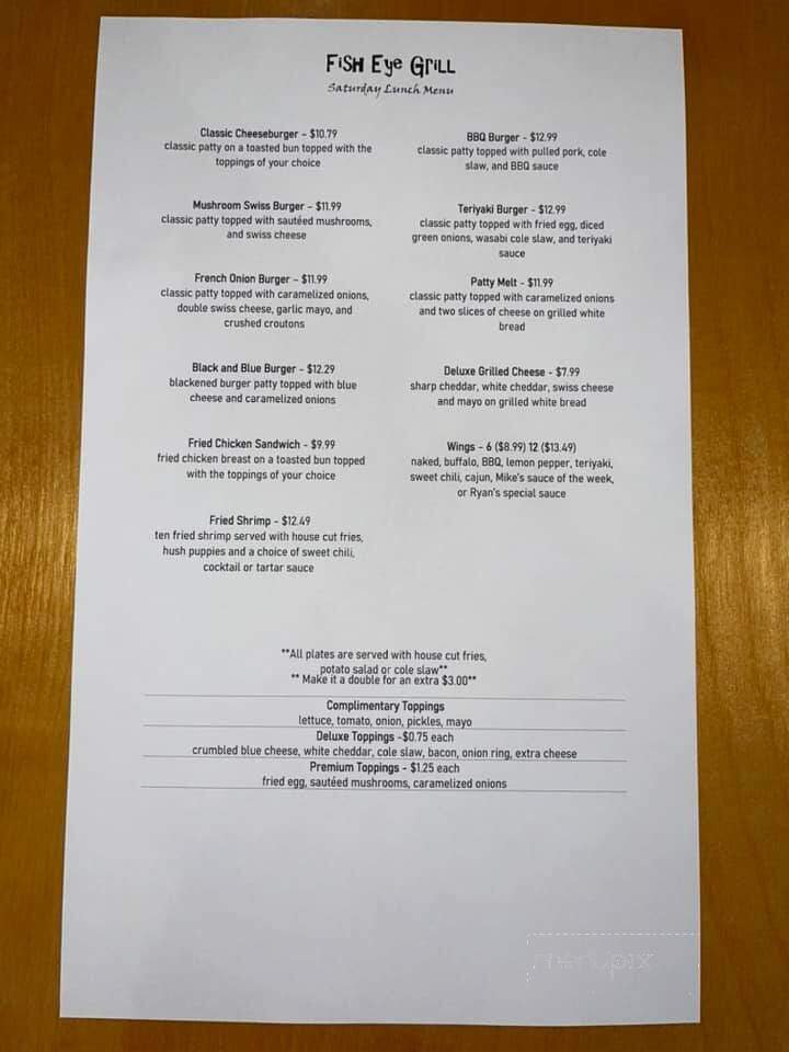 Fish Eye Grill - Girard, GA menu_pic