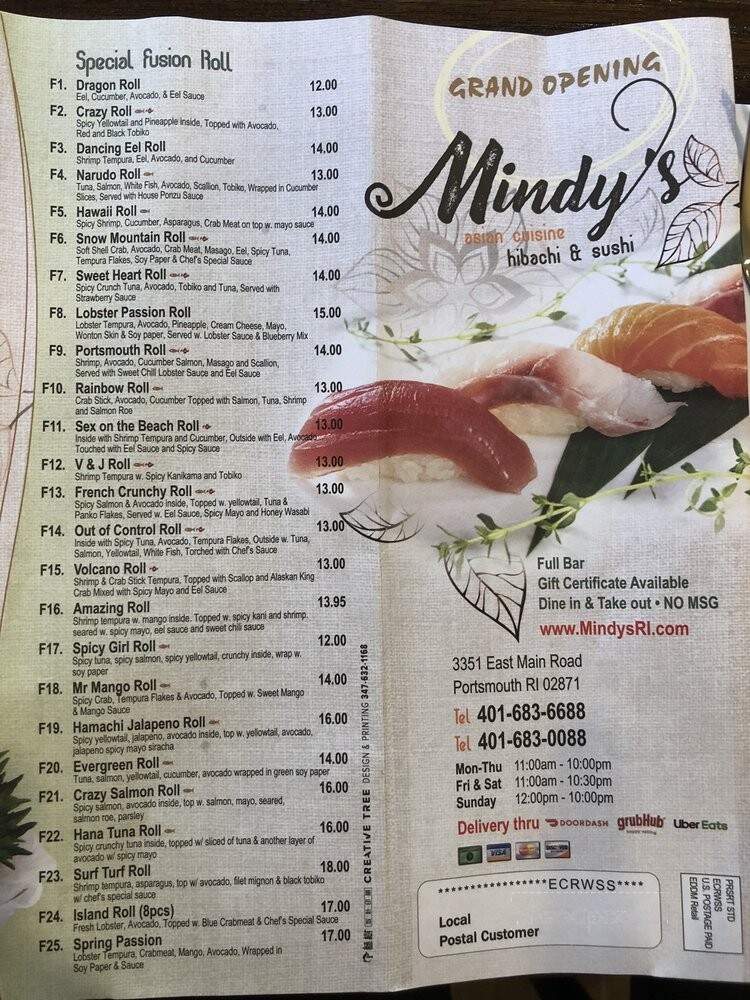 Mindy's Restaurant - Portsmouth, RI menu_pic