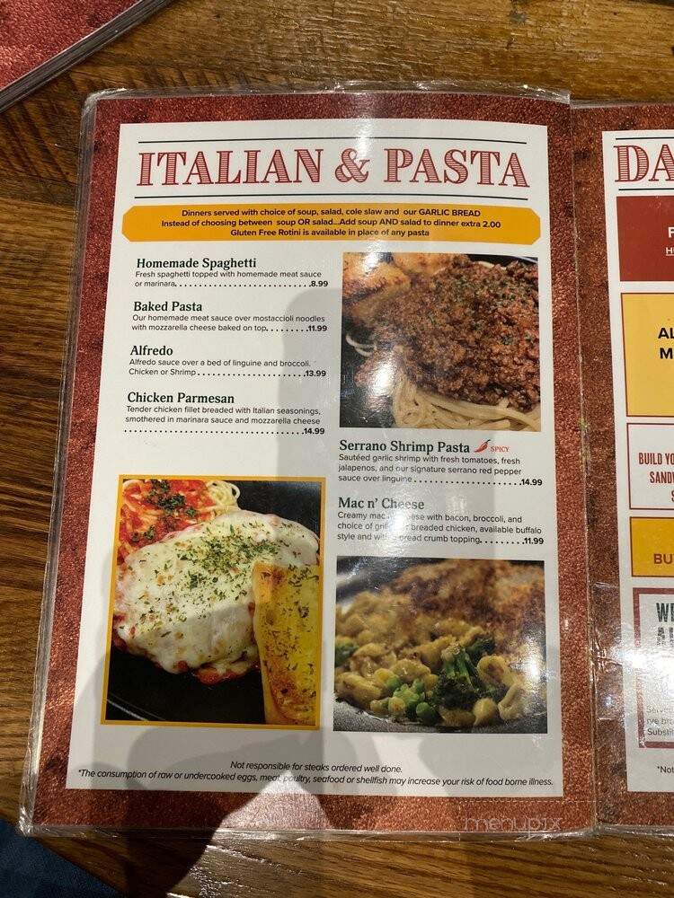 The Mineshaft Restaurant - Oshkosh, WI menu_pic