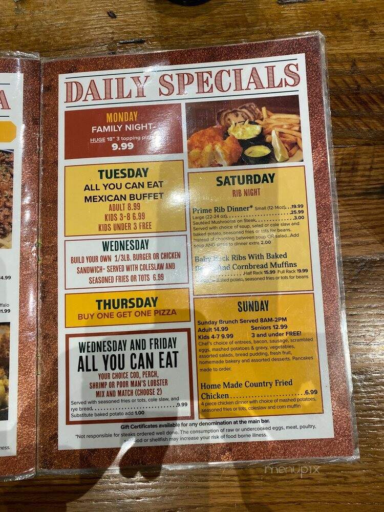 The Mineshaft Restaurant - Oshkosh, WI menu_pic