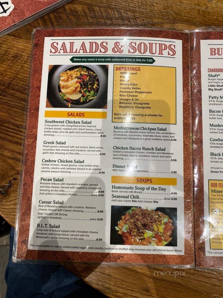The Mineshaft Restaurant - Oshkosh, WI menu_pic