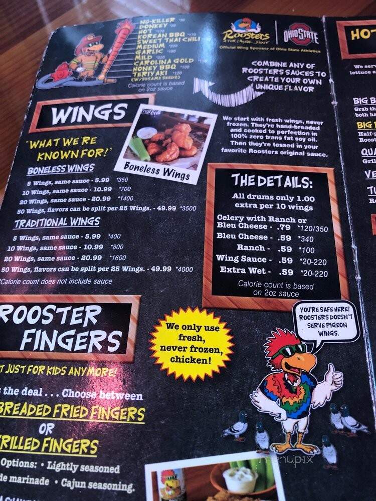 Roosters - Xenia, OH menu_pic