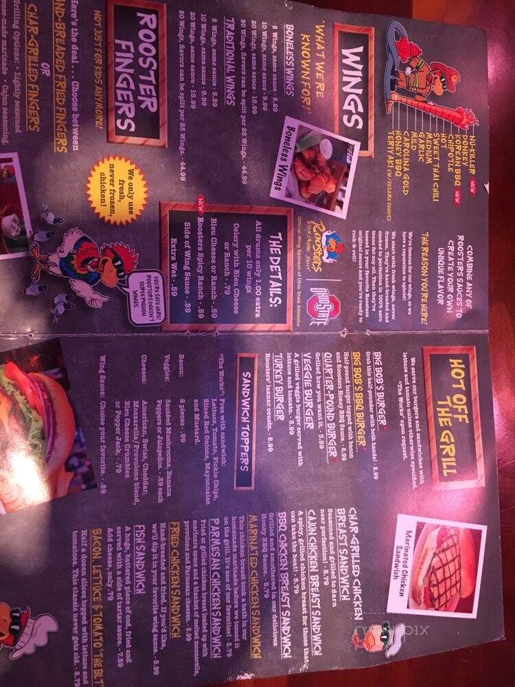 Roosters - Xenia, OH menu_pic