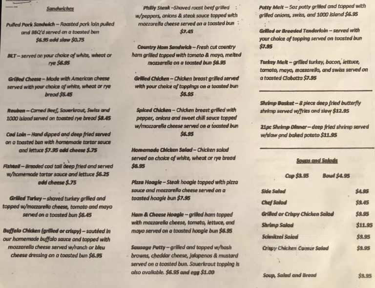 Pearl Street Pub - Oldenburg, IN menu_pic
