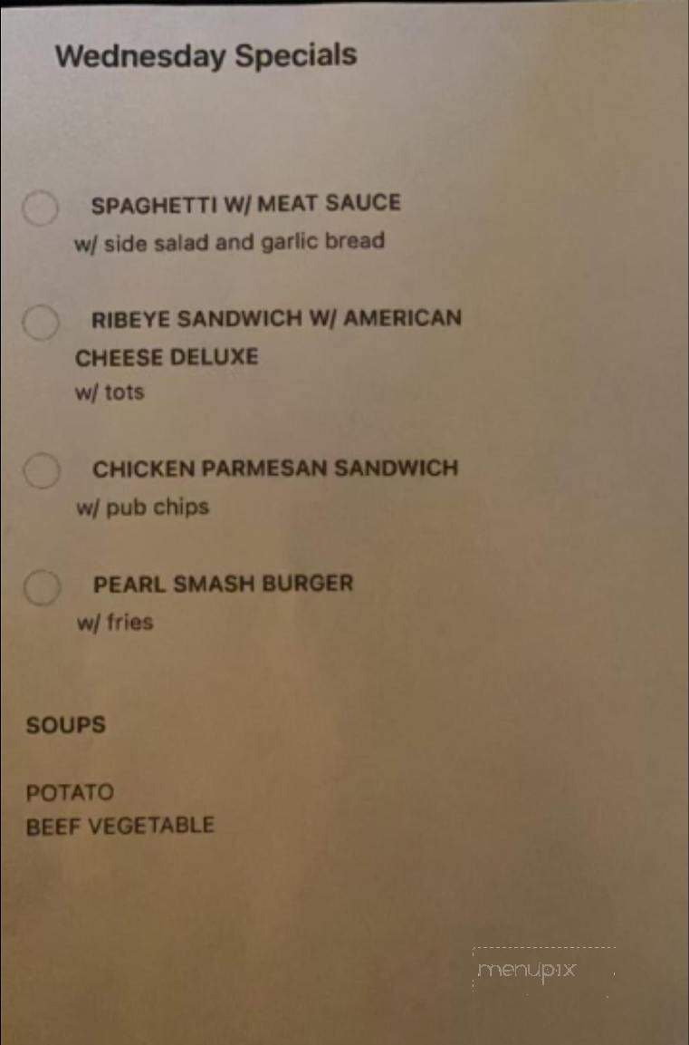 Pearl Street Pub - Oldenburg, IN menu_pic