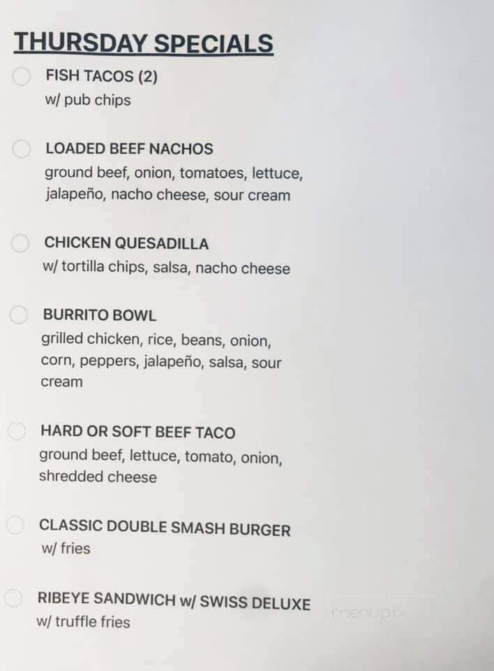 Pearl Street Pub - Oldenburg, IN menu_pic