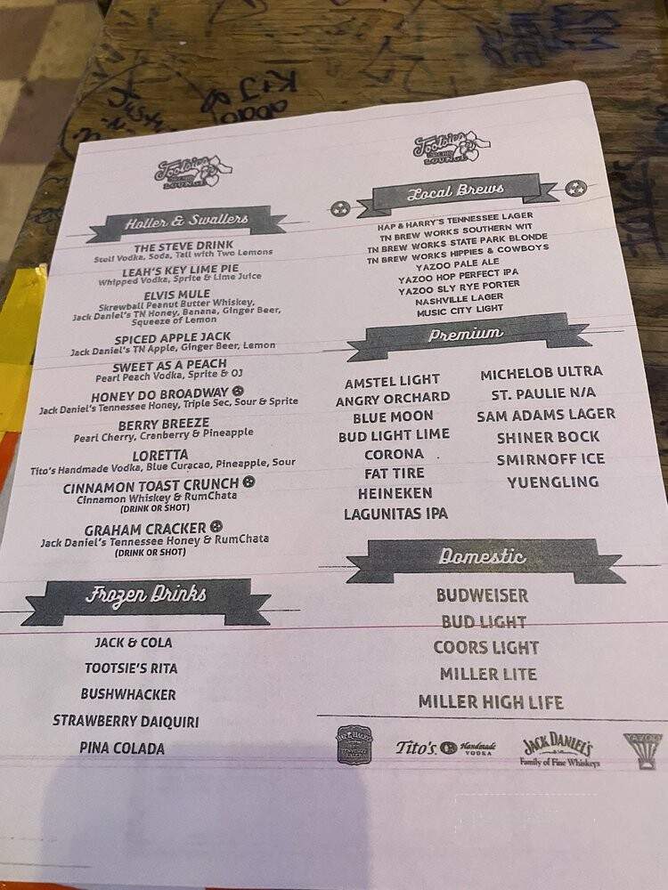 Tootsies Orchid Lounge - Nashville, TN menu_pic