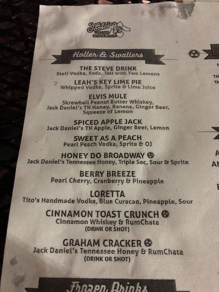 Tootsies Orchid Lounge - Nashville, TN menu_pic
