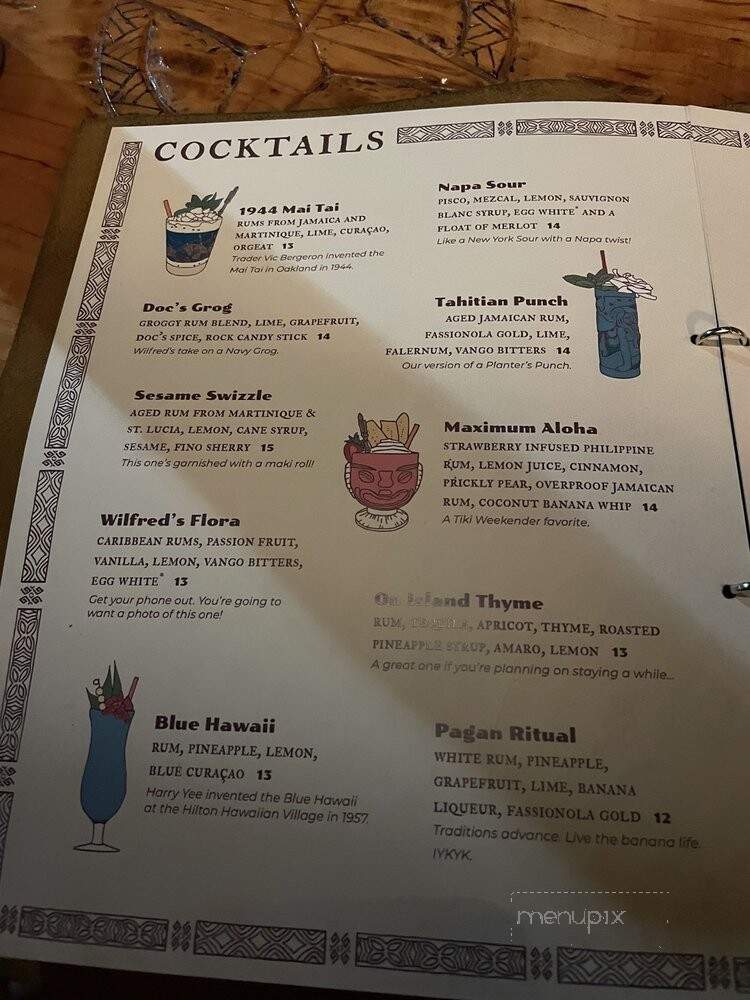 Wilfred's Lounge - Napa, CA menu_pic