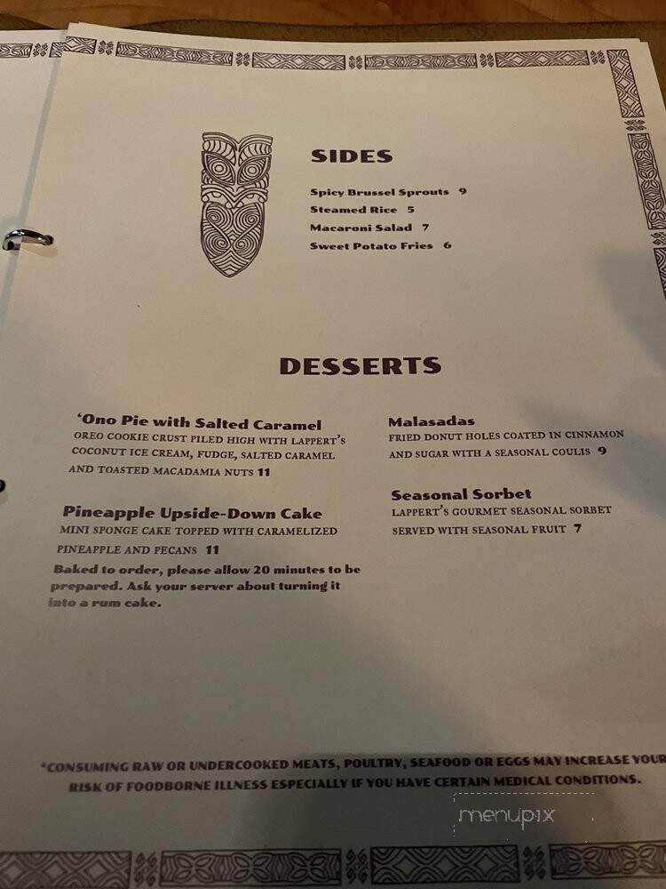 Wilfred's Lounge - Napa, CA menu_pic