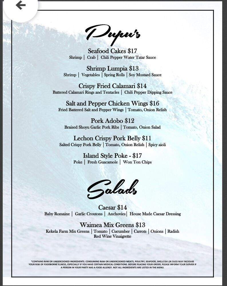 A Bay's Island Grill - Waikoloa Village, HI menu_pic