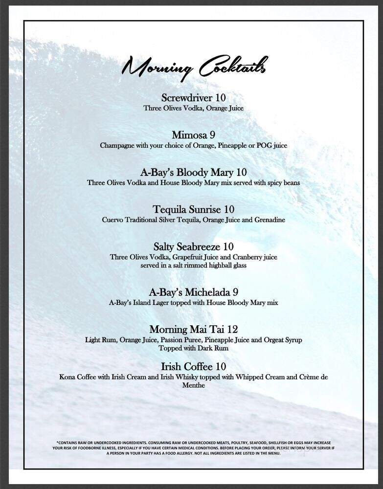 A Bay's Island Grill - Waikoloa Village, HI menu_pic