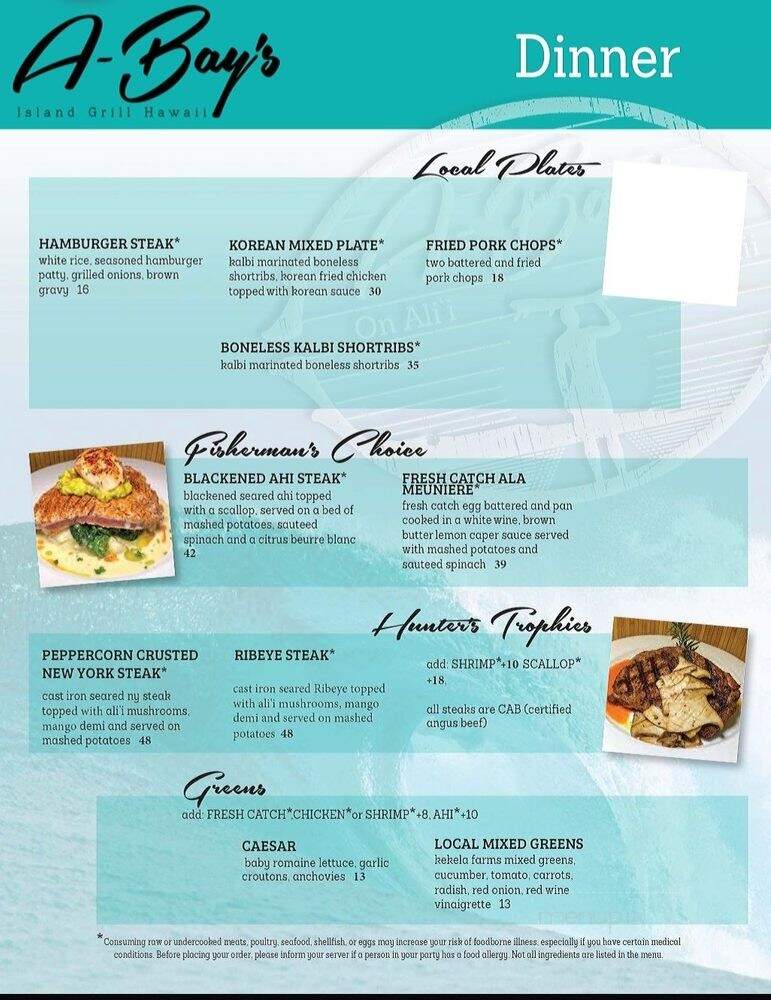A Bay's Island Grill - Waikoloa Village, HI menu_pic