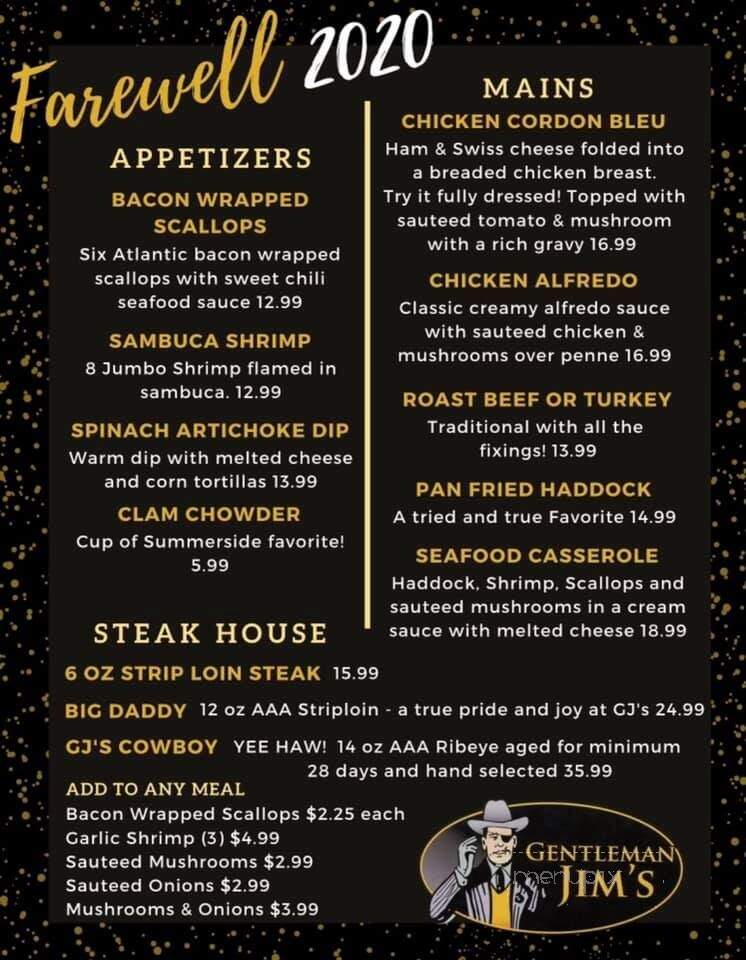 Gentleman Jim's - Summerside, PE menu_pic