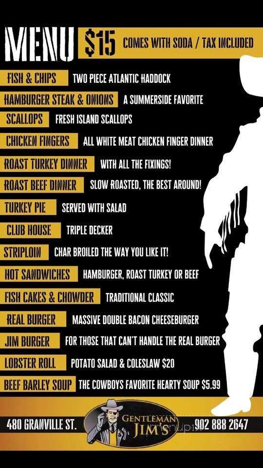 Gentleman Jim's - Summerside, PE menu_pic