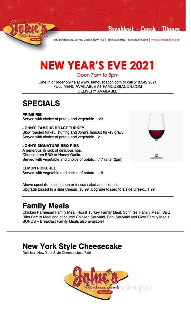 John's Restaurant - Sarnia, ON menu_pic