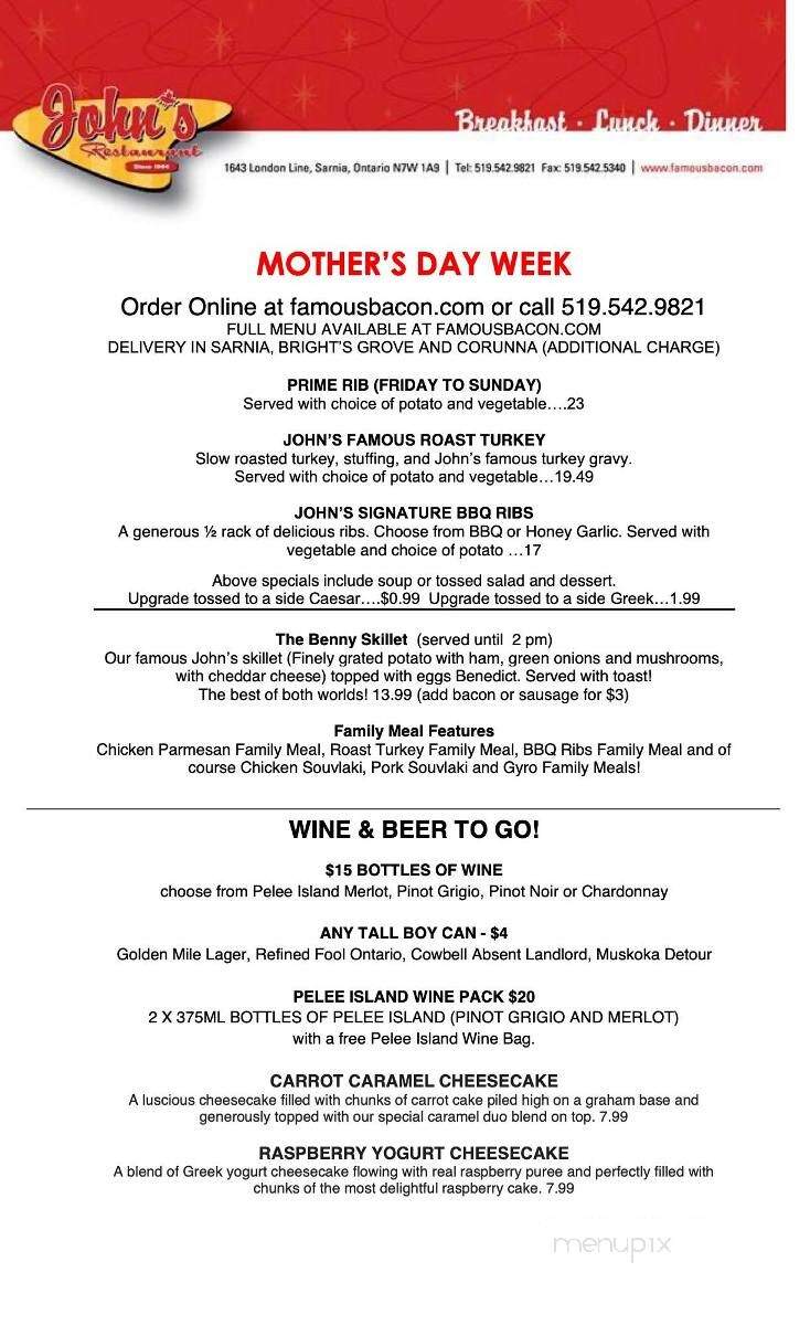 John's Restaurant - Sarnia, ON menu_pic