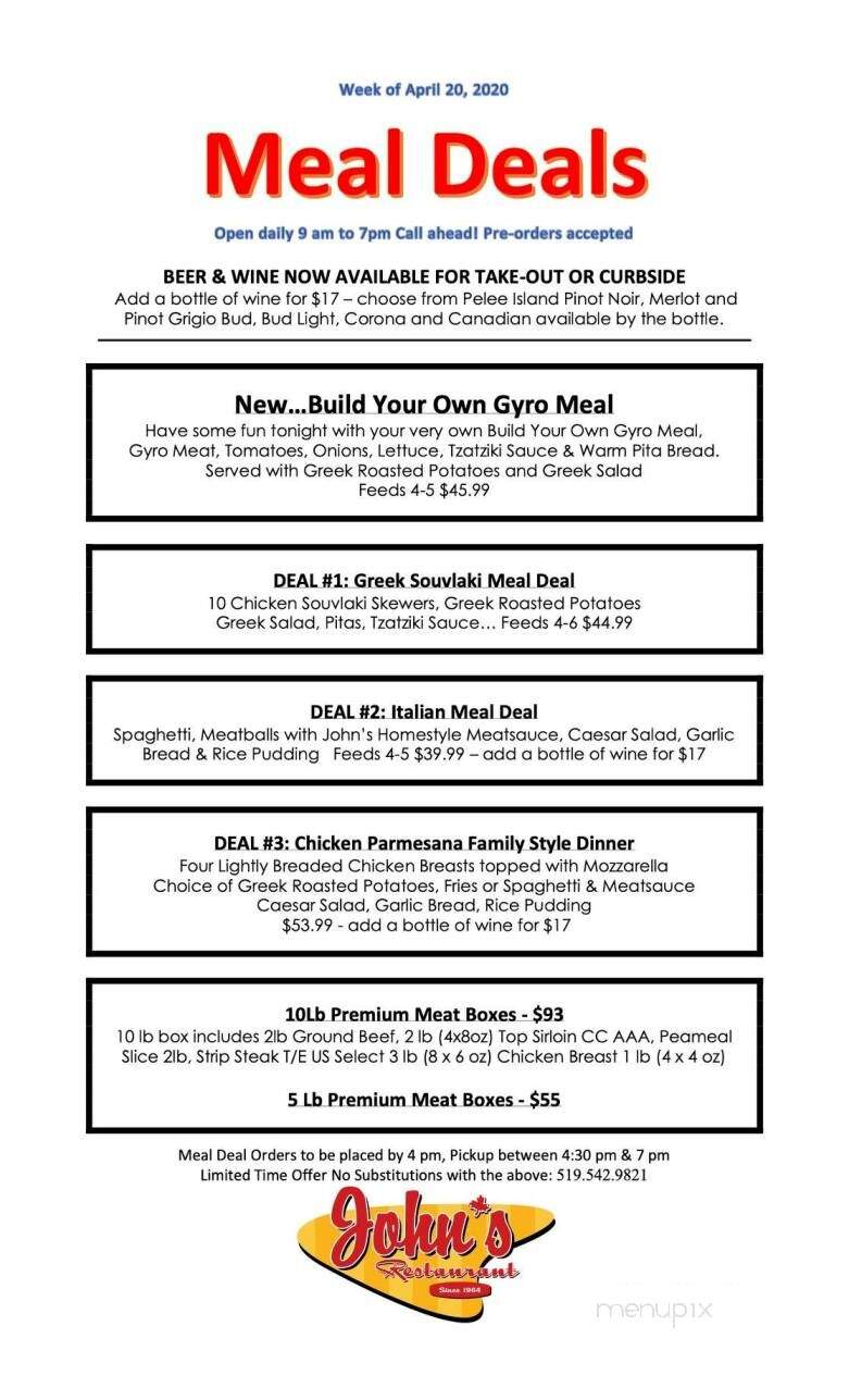 John's Restaurant - Sarnia, ON menu_pic