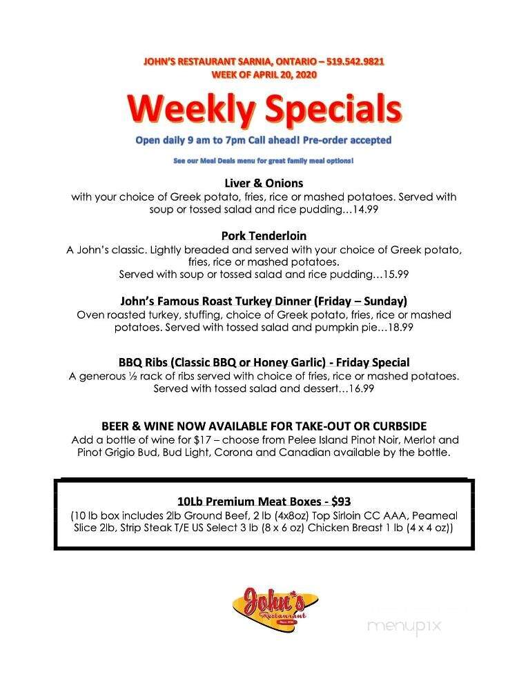 John's Restaurant - Sarnia, ON menu_pic