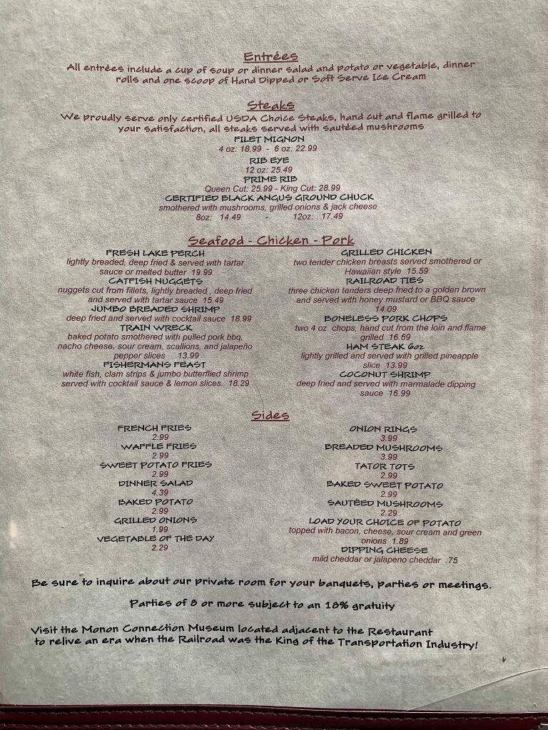Whistle Stop - Monon, IN menu_pic