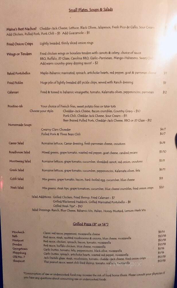 Montsweag Farm Restaurant - Woolwich, ME menu_pic