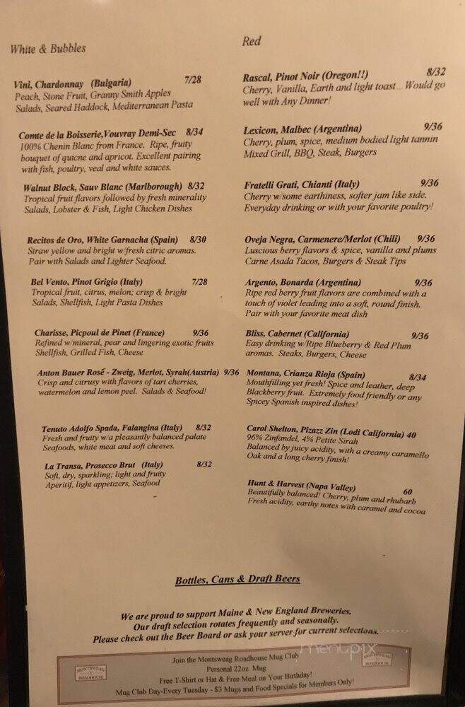 Montsweag Farm Restaurant - Woolwich, ME menu_pic