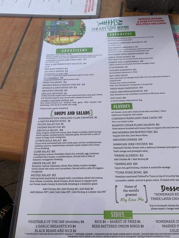 Old Key Lime House - Lantana, FL menu_pic