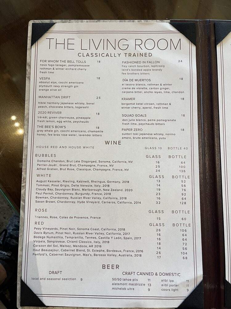 The Living Room at The Ritz-Carlton - Truckee, CA menu_pic